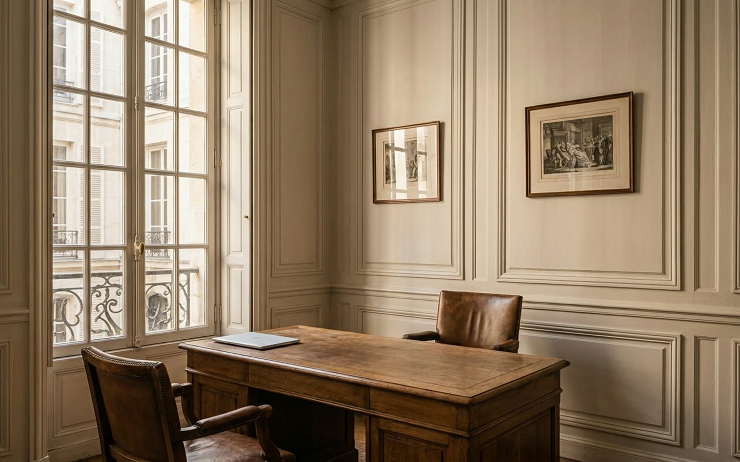 Capture de la démo « Maison d’Arvieux » : le bureau d’un cabinet de gestion de patrimoine parisien